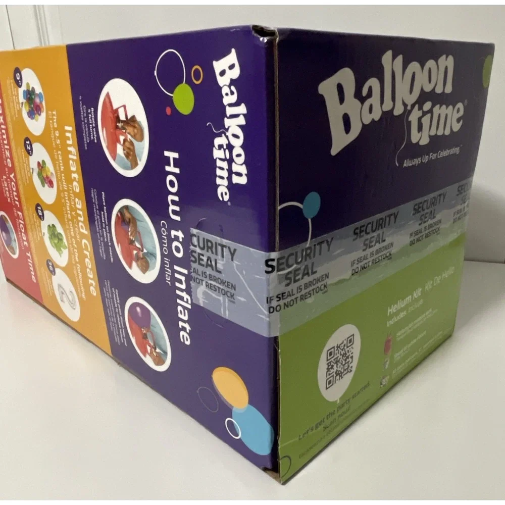 Balloon Time Helium Tank Kit - 30 Balloons Included & Spool Of White Ribbon NEW‎
